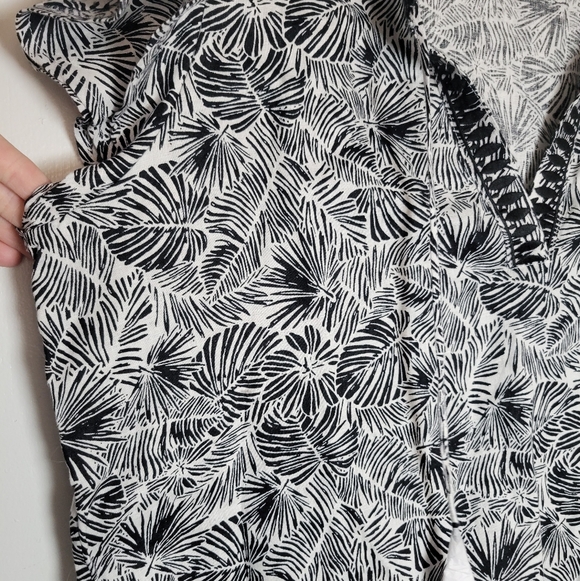 NWT Vineyard Vines Linear Palms Tunic Dress 100% Linen Black White Tassel Tie LG - Picture 6 of 16